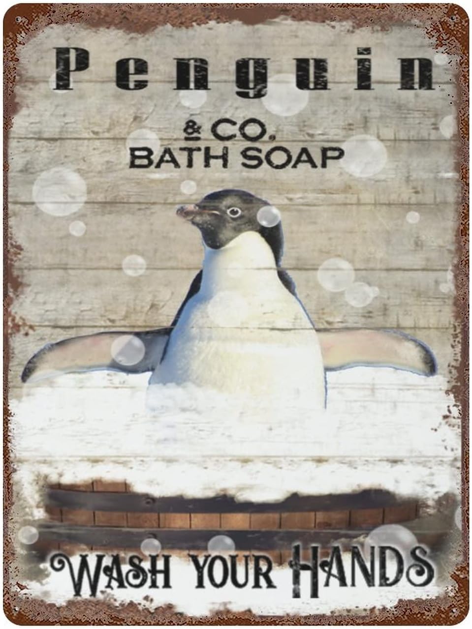Home Bathroom Pic - Vintage Iron Hanging Plate Penguin Bath