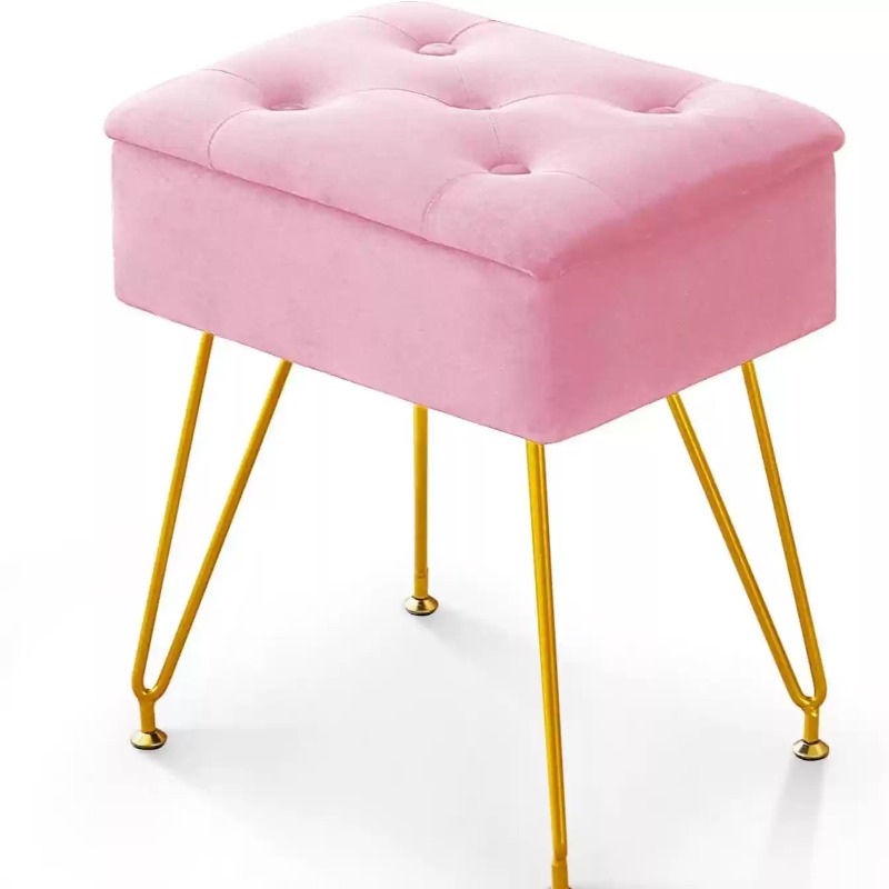 Home Living Bathroom Vanity - Modern Soft Vanity Stool Ottoman Storage