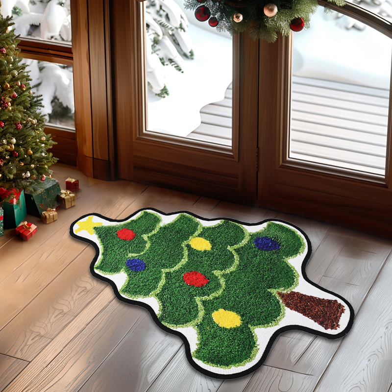 Home Bathroom Pic - 1pc Christmas Tree Shape Carpet Christmas