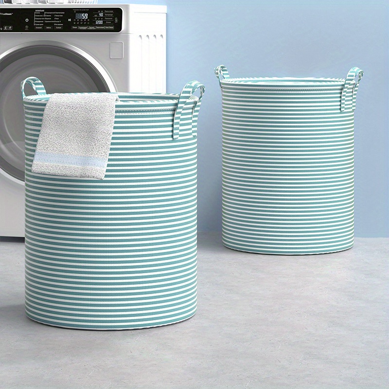 Home Goods Bathroom Storage - Foldable Minimalist Striped Laundry Basket Multi