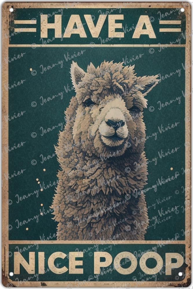 Home Bathroom Pic - Funny Alpaca Tin Signs - Have