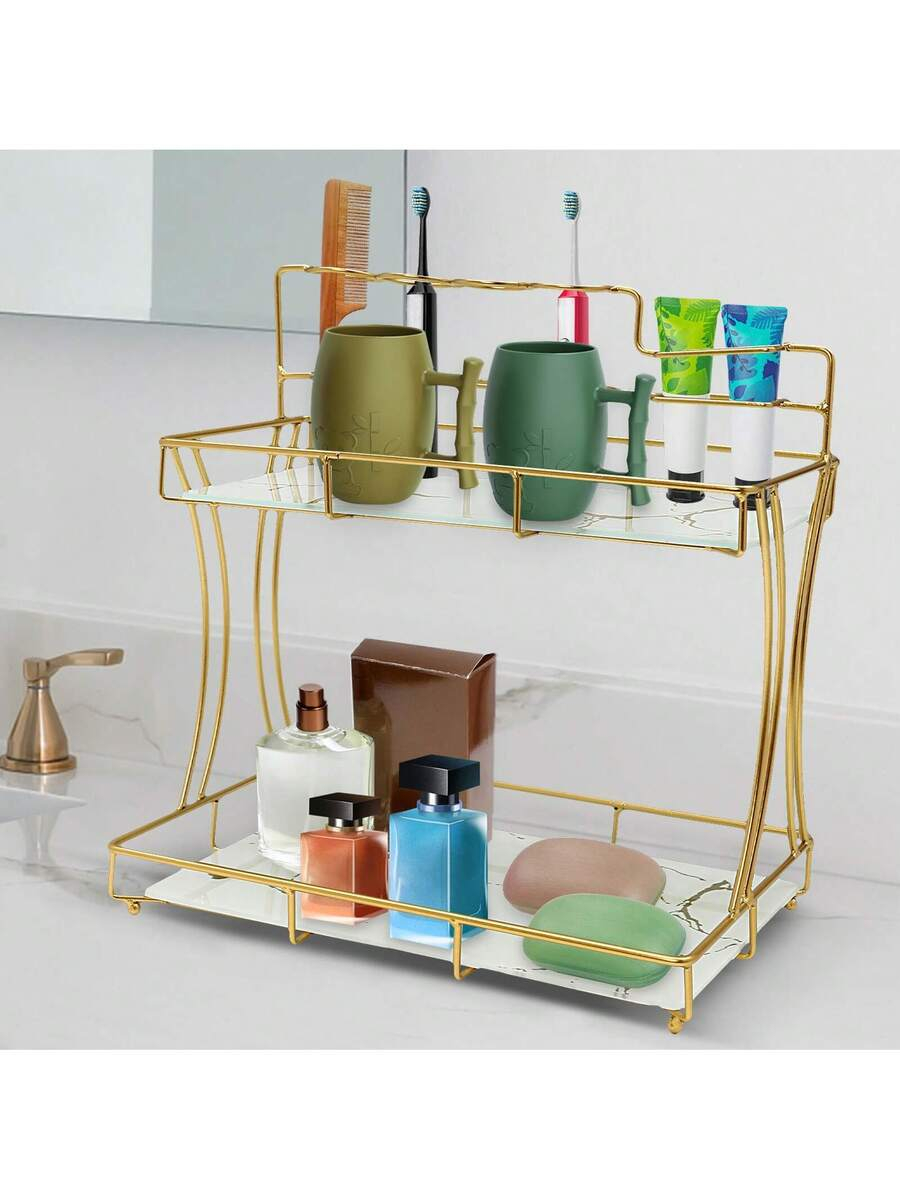 Home Living Bathroom Vanity - RAINAUT GDRASUYA10 2-Tier Makeup Shelf Organizer