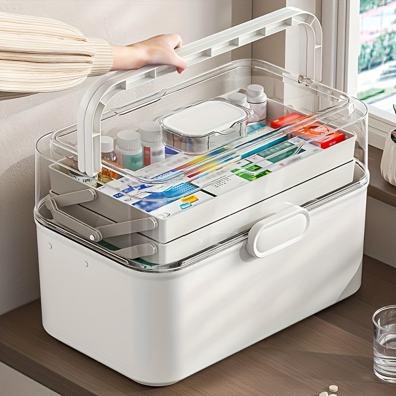 Home Goods Bathroom Storage - Large Capacity Clear Lid Medicine Storage