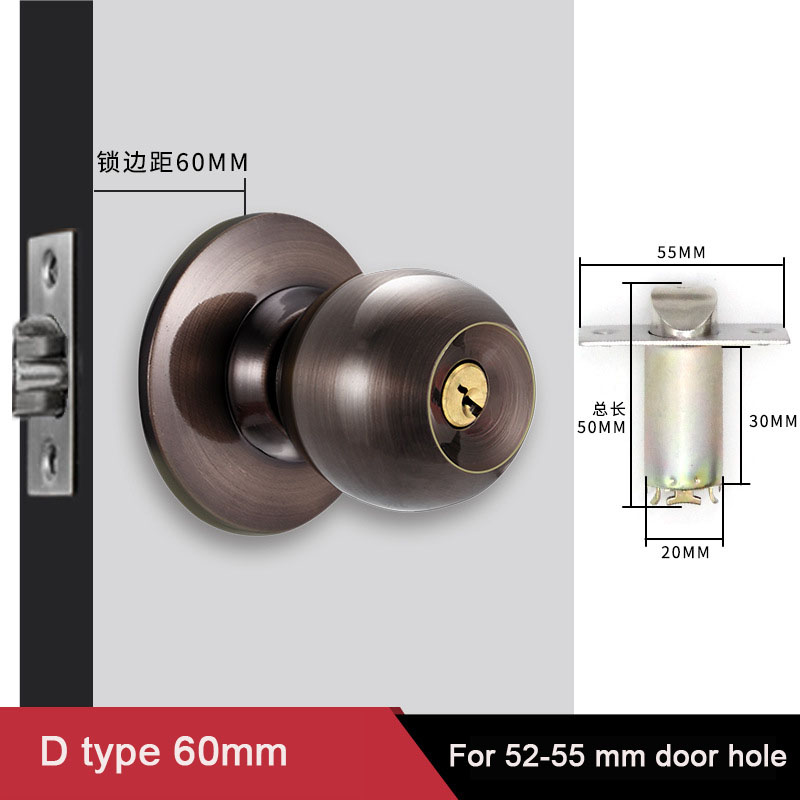 Aluminum Alloy Round Door Knob - Home Bathroom Lock 评论和价格