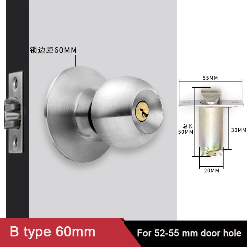 Aluminum Alloy Round Door Knob - Home Bathroom Lock 评论和价格