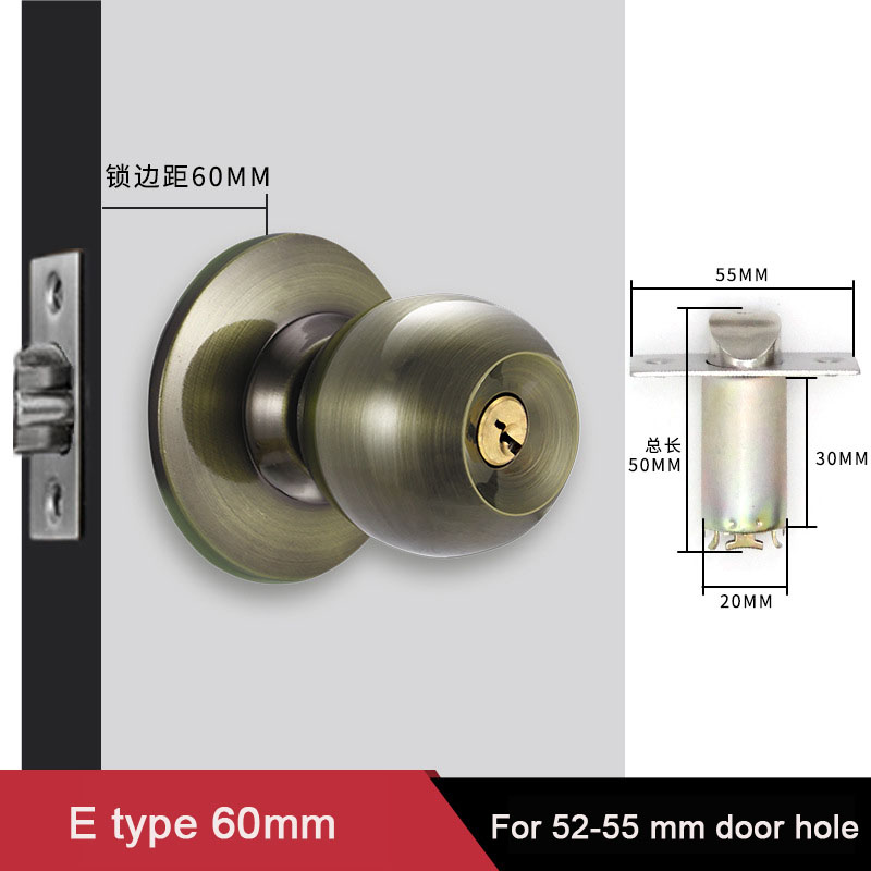 Aluminum Alloy Round Door Knob - Home Bathroom Lock 评论和价格