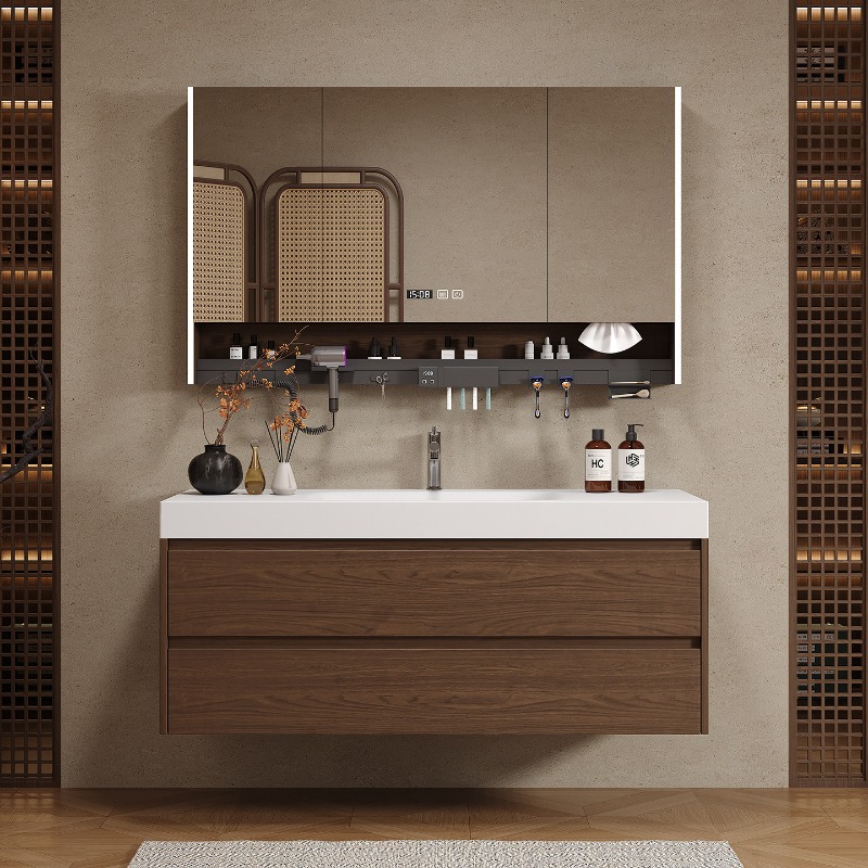 Wooden Partitions Bathroom Cab - Home Bathroom Vanity Combo 评论和价格