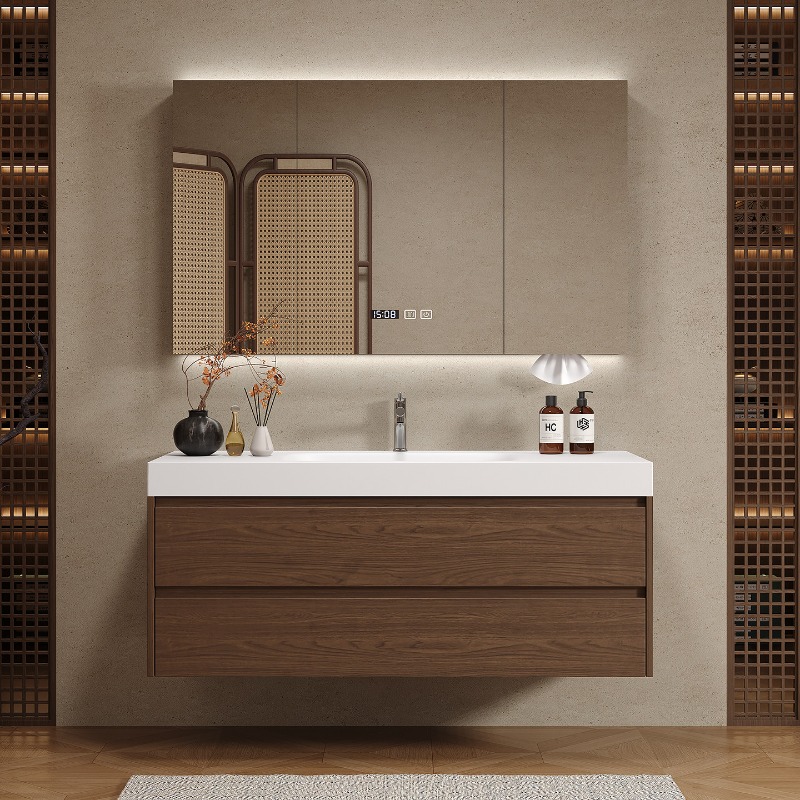 Wooden Partitions Bathroom Cab - Home Bathroom Vanity Combo 评论和价格