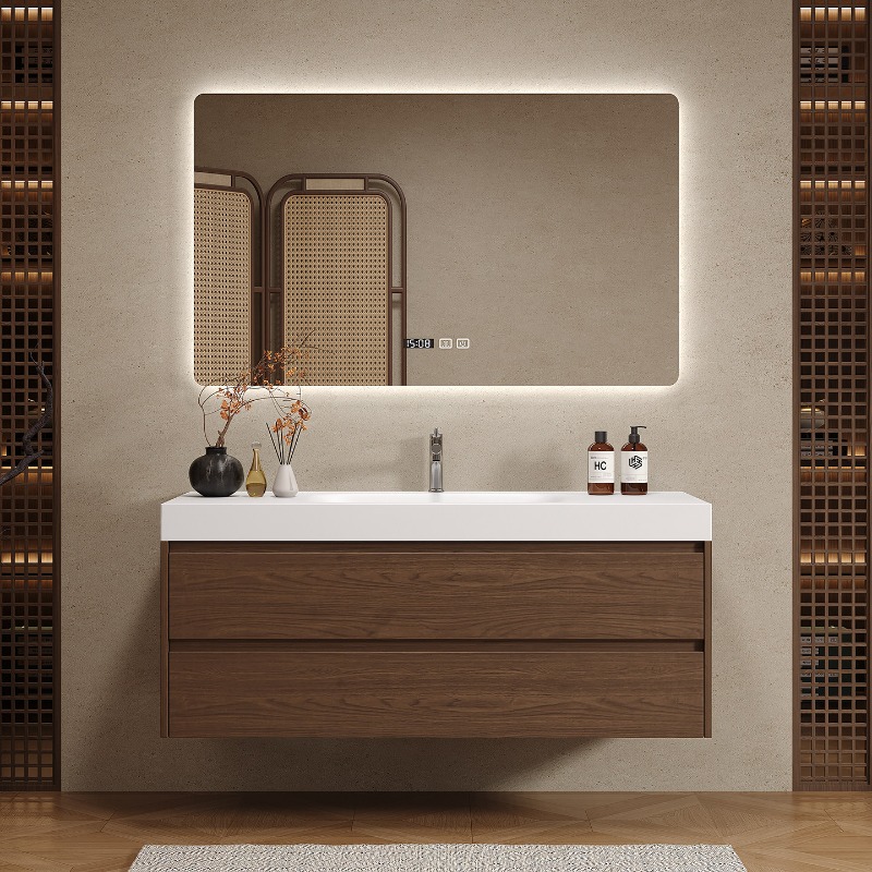 Wooden Partitions Bathroom Cab - Home Bathroom Vanity Combo 评论和价格