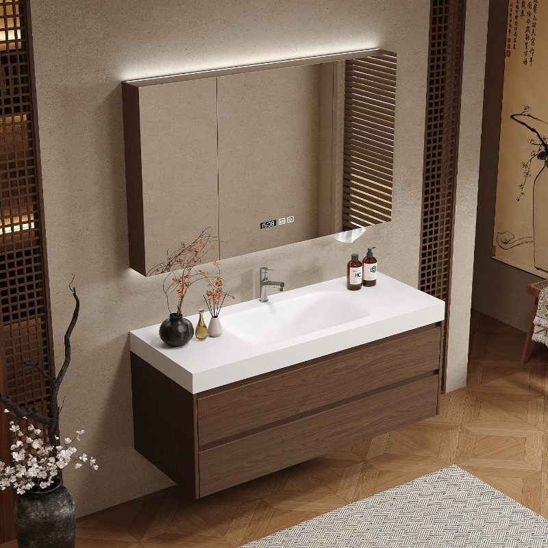 Wooden Partitions Bathroom Cab - Home Bathroom Vanity Combo 评论和价格