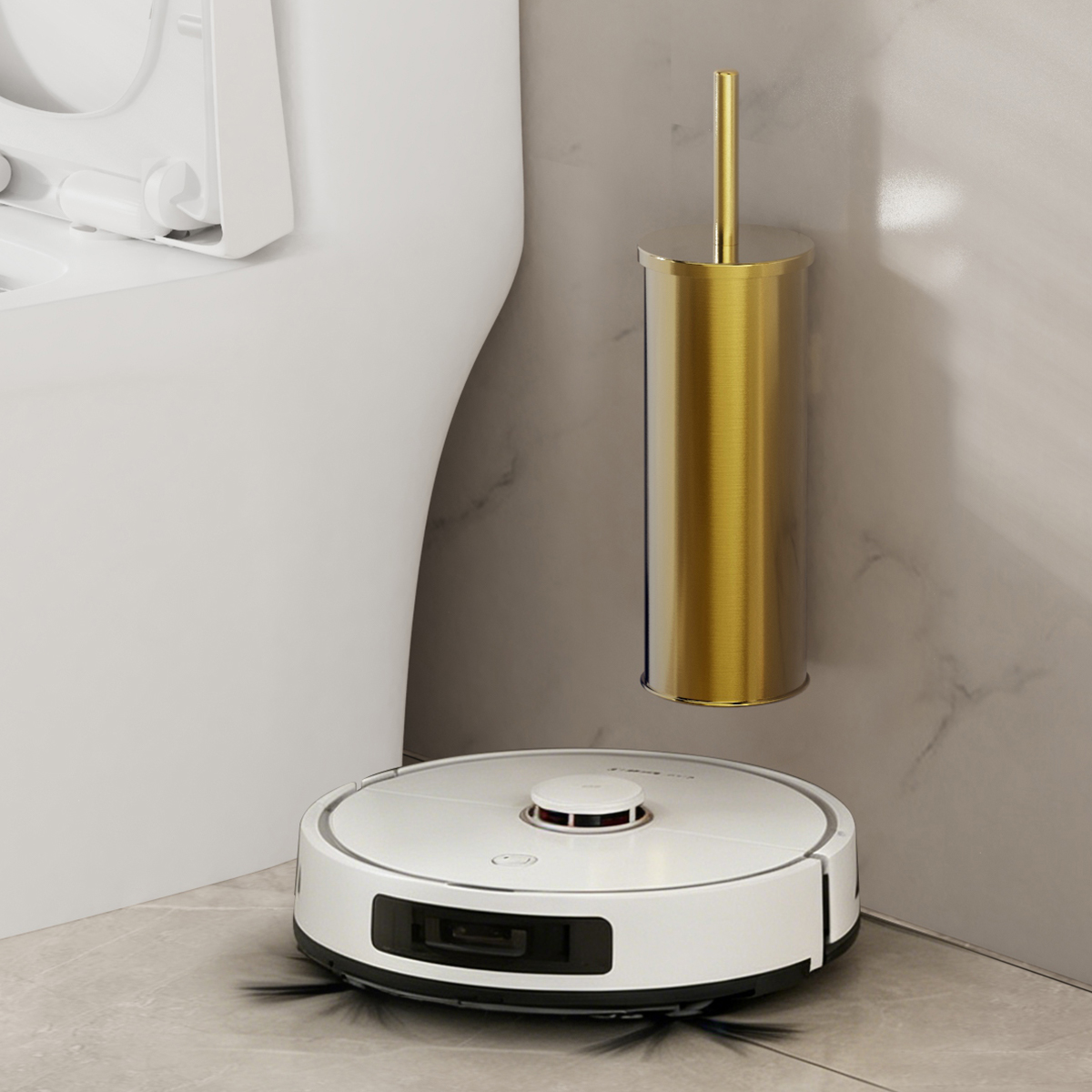 1 Set Wall Mounted Champagne G - Toilet Brush Holder 评论和价格