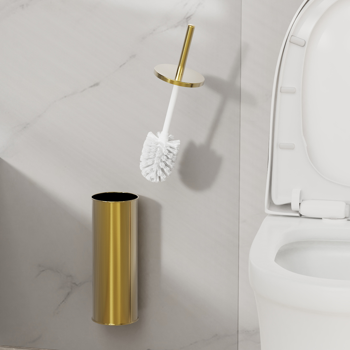 1 Set Wall Mounted Champagne G - Toilet Brush Holder 评论和价格