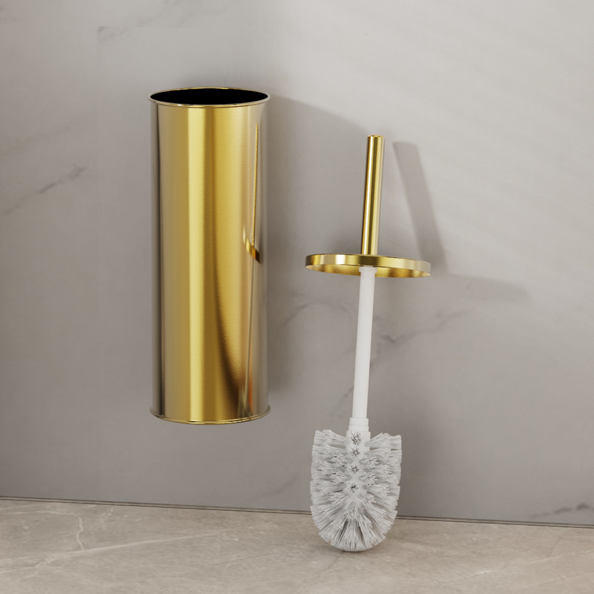 1 Set Wall Mounted Champagne G - Toilet Brush Holder 评论和价格